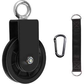 LFJ Cable Pulley with Swing Strap Carabiner Gym Pulley Wheel Set for LAT Pulley System DIY Pull Down Attachment,Ladder Lift,Home Gym Equipment