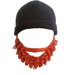 ALKIMIA INC Handmade Knitted Hat Beanie with Removable Red Beard