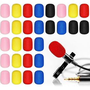 30 Pcs Mini Size Lapel Headset Microphone Windscreen Sponge Microphone Foam Covers Lavalier Mic Covers for Microphones Variety of Headset, Noise Reduction, 5 Colors
