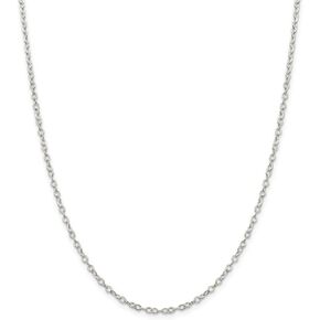 Solid 925 Sterling Silver 2.5mm Flat Open Oval Cable Chain Necklace