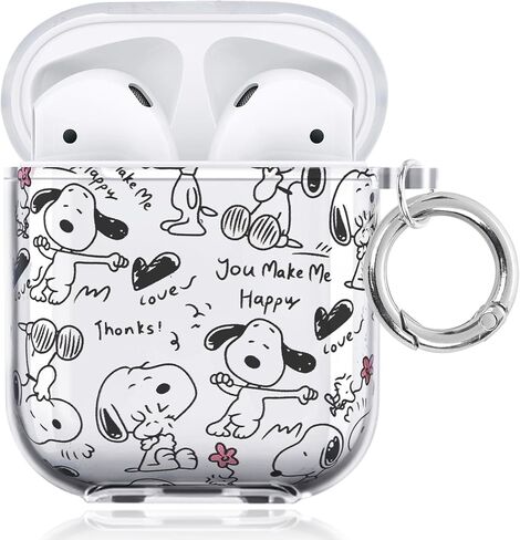 حافظة شفافة لأجهزة AirPods مع سلسلة مفاتيح، تصميم شخصية كرتونية لطيفة، غطاء حماية كامل ناعم من مادة TPU الناعمة لحافظة AirPods الجيل الثاني والأول in Kuwait