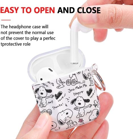 حافظة شفافة لأجهزة AirPods مع سلسلة مفاتيح، تصميم شخصية كرتونية لطيفة، غطاء حماية كامل ناعم من مادة TPU الناعمة لحافظة AirPods الجيل الثاني والأول in Kuwait
