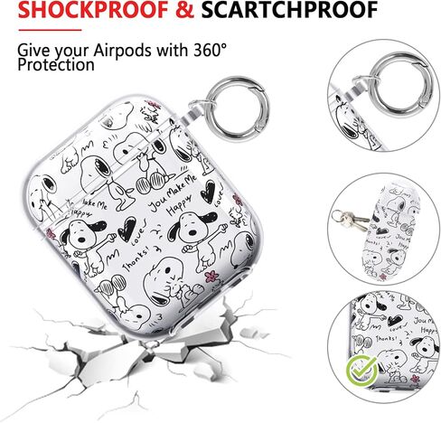 حافظة شفافة لأجهزة AirPods مع سلسلة مفاتيح، تصميم شخصية كرتونية لطيفة، غطاء حماية كامل ناعم من مادة TPU الناعمة لحافظة AirPods الجيل الثاني والأول in Kuwait
