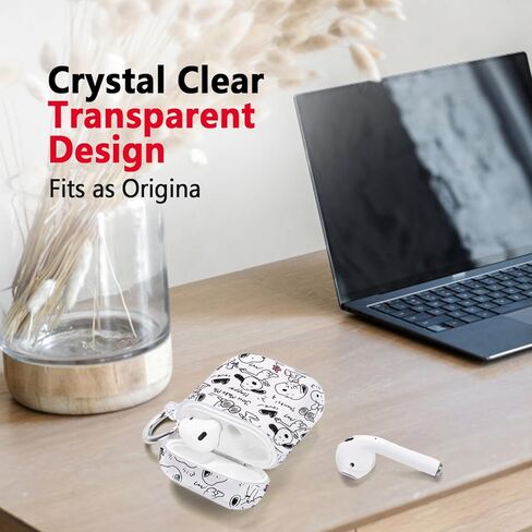 حافظة شفافة لأجهزة AirPods مع سلسلة مفاتيح، تصميم شخصية كرتونية لطيفة، غطاء حماية كامل ناعم من مادة TPU الناعمة لحافظة AirPods الجيل الثاني والأول in Kuwait