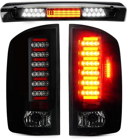 ضوء خلفي LED + ضوء فرامل ثالث مناسب لسيارة دودج رام 1500 2002-2006، لسيارة دودج رام 2500 3500 2003-2006، مجموعة الضوء الخلفي وإضاءة توقف عالية، 3 قطع، عدسات دخان مبيت من الكروم in Kuwait