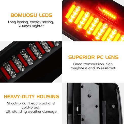 ضوء خلفي LED + ضوء فرامل ثالث مناسب لسيارة دودج رام 1500 2002-2006، لسيارة دودج رام 2500 3500 2003-2006، مجموعة الضوء الخلفي وإضاءة توقف عالية، 3 قطع، عدسات دخان مبيت من الكروم in Kuwait