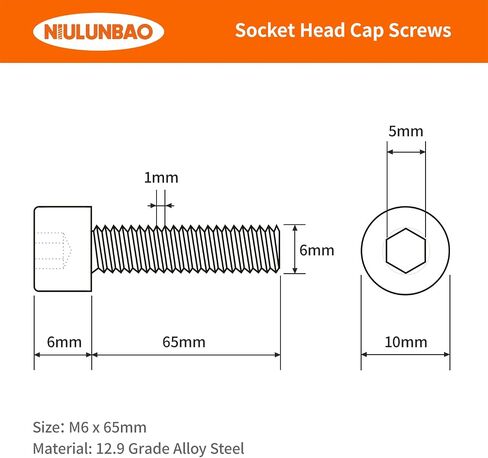 M6-1.0 x 35mm Hex Socket Head Cap Screws Bolts 12.9 Grade Alloy Steel, Metric Allen Hex Drive, Black Oxide Finish, Machine Fully Threaded 25PCS in Saudi Arabia
