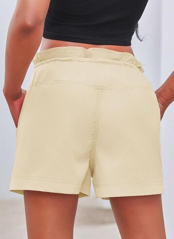 Fisoew Womens Cargo Shorts Relaxed Fit Low Waist Drawstring Hiking Outdoor Shorts with Pockets in Saudi Arabia