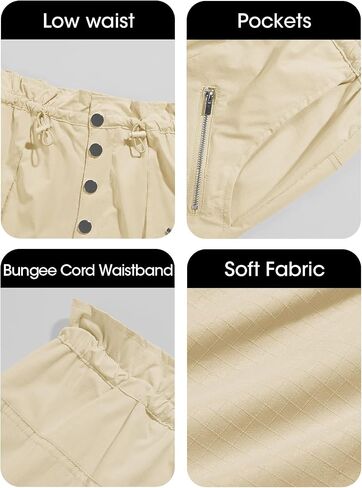 Fisoew Womens Cargo Shorts Relaxed Fit Low Waist Drawstring Hiking Outdoor Shorts with Pockets in Saudi Arabia
