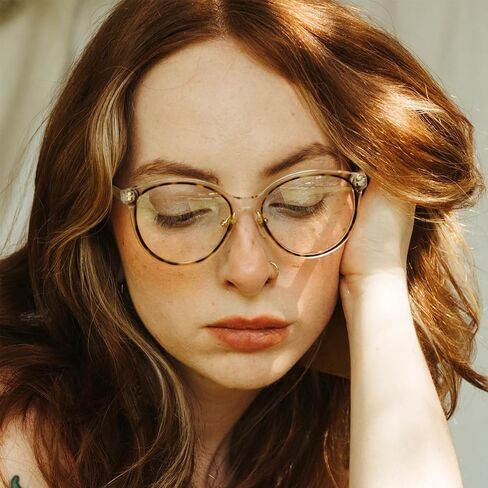 TIJN Blue Light Glasses for Women Men,Computer Glasses Bluelight Blocking,Preppy Style Cateye Frame Clear Eyeglasses,Edin in Saudi Arabia