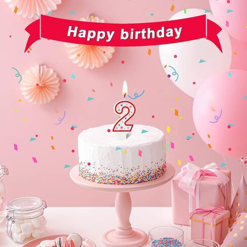 MTLEE 50 Pcs Birthday Number Candles, Polka Dot Colorful Birthday Cake Candles, 0-9 Cake Topper Candle Decoration for Birthday Wedding Anniversary Reunions Celebration Party (Red) in Saudi Arabia
