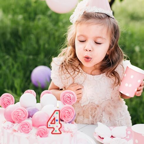 MTLEE 50 Pcs Birthday Number Candles, Polka Dot Colorful Birthday Cake Candles, 0-9 Cake Topper Candle Decoration for Birthday Wedding Anniversary Reunions Celebration Party (Red) in Saudi Arabia