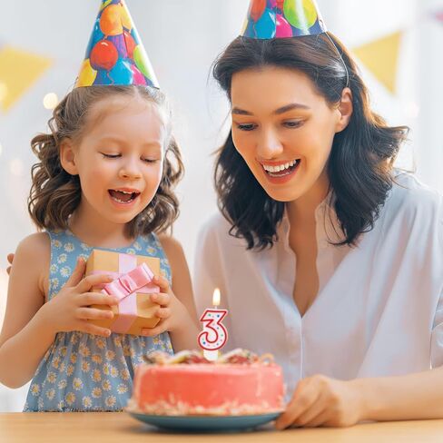 MTLEE 50 Pcs Birthday Number Candles, Polka Dot Colorful Birthday Cake Candles, 0-9 Cake Topper Candle Decoration for Birthday Wedding Anniversary Reunions Celebration Party (Red) in Saudi Arabia