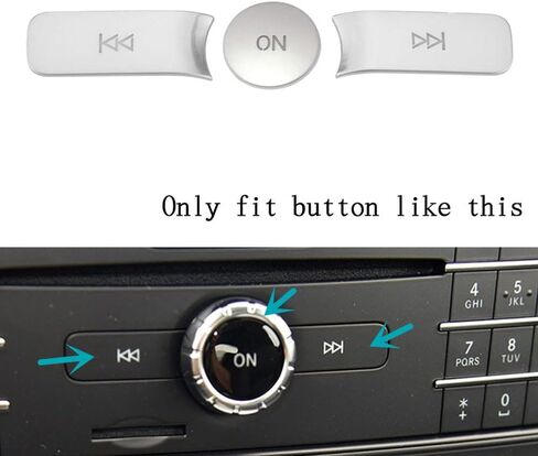 Silver Car Volume Button Cover Radio ON Button Cover Trim Sticker Decal Compatible with Mercedes Benz B C E G Class W246 W204 W212 ML W166 CL/SL/CLA/CLS/SLK(Model A) in Saudi Arabia
