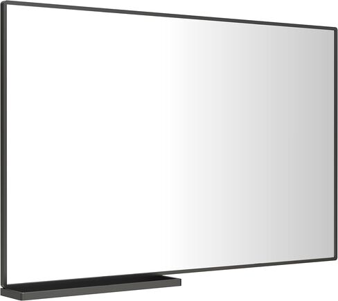 مرآة حمام مقاس 40 × 30 بوصة مع رف تخزين، مرآة مستطيلة حديثة مثبتة على الحائط بإطار من الألومنيوم، مرآة للحمام وغرفة المعيشة وغرفة النوم، باللون الأسود in Kuwait