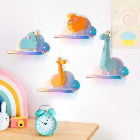 NiHome Extra Large Iridescent Acrylic Floating Shelves, 2 Pack Cloud Shelves - Floating Shelf for Wall, Wall Mountable and Multi-Functional for Home Décor, Bathroom, Kitchen, Bedroom in Saudi Arabia