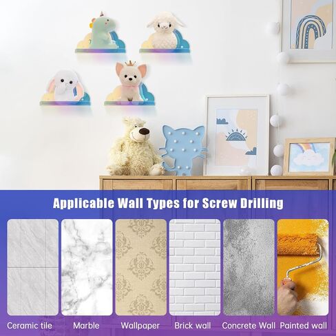 NiHome Extra Large Iridescent Acrylic Floating Shelves, 2 Pack Cloud Shelves - Floating Shelf for Wall, Wall Mountable and Multi-Functional for Home Décor, Bathroom, Kitchen, Bedroom in Saudi Arabia