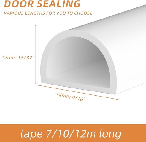 Silicone Weather Stripping Door Seal,D-Shaped Door Weather Stripping,Self Adhesive Door Insulation Strip,for Door Frame& Window Seal Large Gaps Soundproofing,9/6"W x 15/32"T (23FT,White1) in Saudi Arabia