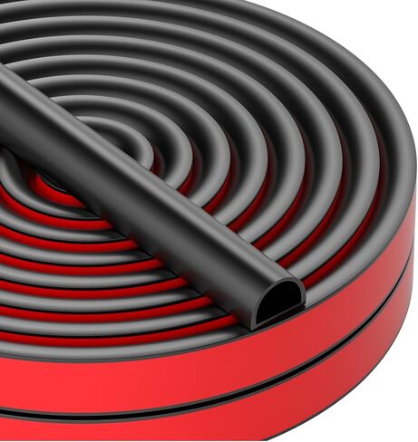 Silicone Weather Stripping Door Seal,D-Shaped Door Weather Stripping,Self Adhesive Door Insulation Strip,for Door Frame& Window Seal Large Gaps Soundproofing,9/6"W x 15/32"T (23FT,White1) in Saudi Arabia