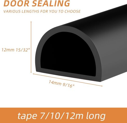 Silicone Weather Stripping Door Seal,D-Shaped Door Weather Stripping,Self Adhesive Door Insulation Strip,for Door Frame& Window Seal Large Gaps Soundproofing,9/6"W x 15/32"T (23FT,White1) in Saudi Arabia