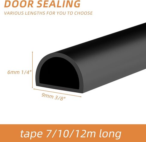 Silicone Weather Stripping Door Seal,D-Shaped Door Weather Stripping,Self Adhesive Door Insulation Strip,for Door Frame& Window Seal Large Gaps Soundproofing,9/6"W x 15/32"T (23FT,White1) in Saudi Arabia