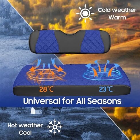 غطاء المقعد الخلفي لعربة الجولف العالمية 10L0L من أجل Yamaha، EZGO، وسادة سيارة النادي - لا تتطلب دباسة/سهل التركيب، مسامي ومريح، غطاء مقعد خلفي بديل من الفينيل لعربة الجولف - أزرق in Kuwait