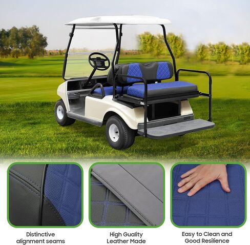 غطاء المقعد الخلفي لعربة الجولف العالمية 10L0L من أجل Yamaha، EZGO، وسادة سيارة النادي - لا تتطلب دباسة/سهل التركيب، مسامي ومريح، غطاء مقعد خلفي بديل من الفينيل لعربة الجولف - أزرق in Kuwait
