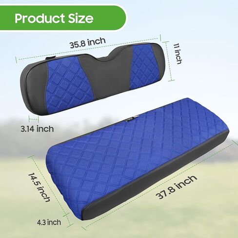 غطاء المقعد الخلفي لعربة الجولف العالمية 10L0L من أجل Yamaha، EZGO، وسادة سيارة النادي - لا تتطلب دباسة/سهل التركيب، مسامي ومريح، غطاء مقعد خلفي بديل من الفينيل لعربة الجولف - أزرق in Kuwait