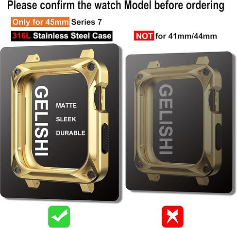 حافظة GELISHI متوافقة مع حافظة ساعة Apple مقاس 44 ملم، حافظة متينة من الفولاذ المقاوم للصدأ وغطاء معدني لساعة Series 6 SE 5 4، فضي in Kuwait