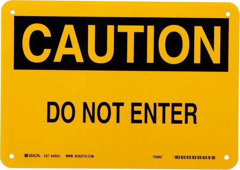 Brady 40623 10" Width x 7" Height B-555 Aluminum, Black on Yellow Admittance Sign, Header "Caution", Legend "Do Not Enter" in Saudi Arabia