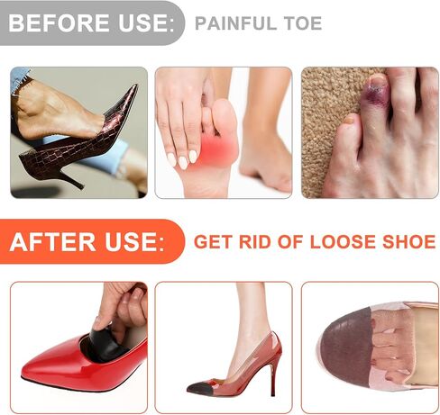 WLLHYF Shoe Filler Inserts for Loose Shoes, 2 Pairs Toe Filler Inserts Toe Cushion Inserts Shoes Too Big Insoles Adjustable Shoe Pads Shoe Size Reducer for Women Men Make Shoes Fit (Black) in Saudi Arabia