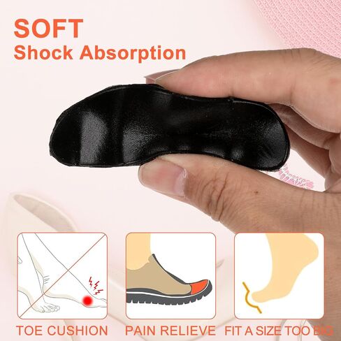 WLLHYF Shoe Filler Inserts for Loose Shoes, 2 Pairs Toe Filler Inserts Toe Cushion Inserts Shoes Too Big Insoles Adjustable Shoe Pads Shoe Size Reducer for Women Men Make Shoes Fit (Black) in Saudi Arabia