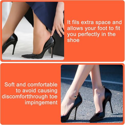 WLLHYF Shoe Filler Inserts for Loose Shoes, 2 Pairs Toe Filler Inserts Toe Cushion Inserts Shoes Too Big Insoles Adjustable Shoe Pads Shoe Size Reducer for Women Men Make Shoes Fit (Black) in Saudi Arabia