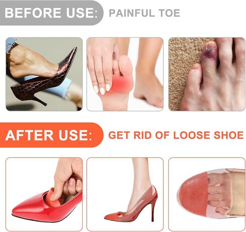 WLLHYF Shoe Filler Inserts for Loose Shoes, 2 Pairs Toe Filler Inserts Toe Cushion Inserts Shoes Too Big Insoles Adjustable Shoe Pads Shoe Size Reducer for Women Men Make Shoes Fit (Black) in Saudi Arabia