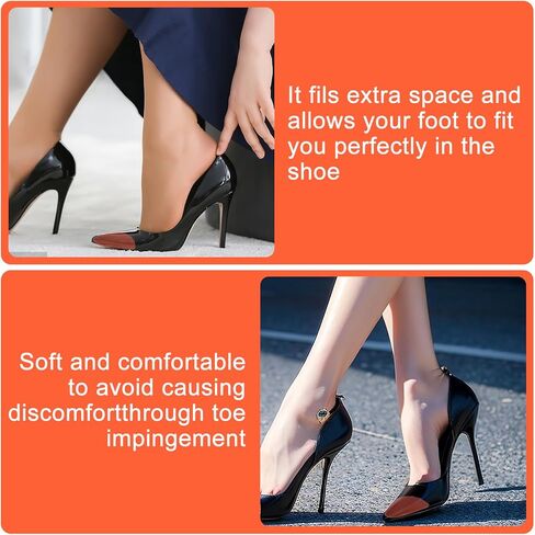 WLLHYF Shoe Filler Inserts for Loose Shoes, 2 Pairs Toe Filler Inserts Toe Cushion Inserts Shoes Too Big Insoles Adjustable Shoe Pads Shoe Size Reducer for Women Men Make Shoes Fit (Black) in Saudi Arabia