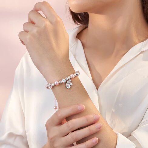 HGDEER Kindergarten/1st/2nd Here I Come | Unicorn Pink Pearl Bracelet for Girls | Adjustable Length from 4-10 inches | Unicorn - Represent the Girl Bravery, Beauty, and Purity in Saudi Arabia