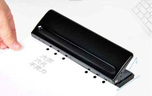 أداة ثقب قابلة للتعديل ذات 6 فتحات لصفحات A5/A6/B7 ذات ست حلقات - سعة 6 أوراق - قطر الفتحة 6 مم (أسود) in Kuwait