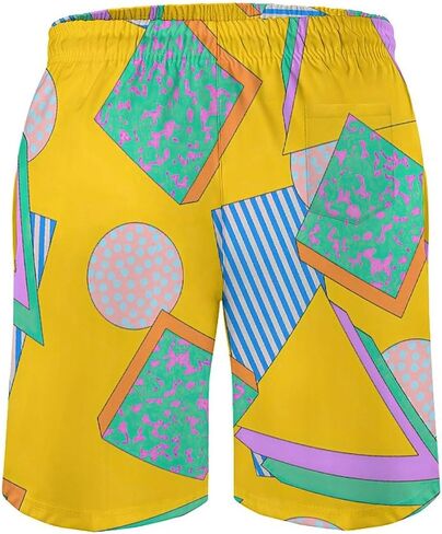 80s 90s Retro Swim Trunks for Men, Vintage Neon Style Board Shorts Beach Surfing Sports Shorts Quick Dry Swim Trunks in Saudi Arabia