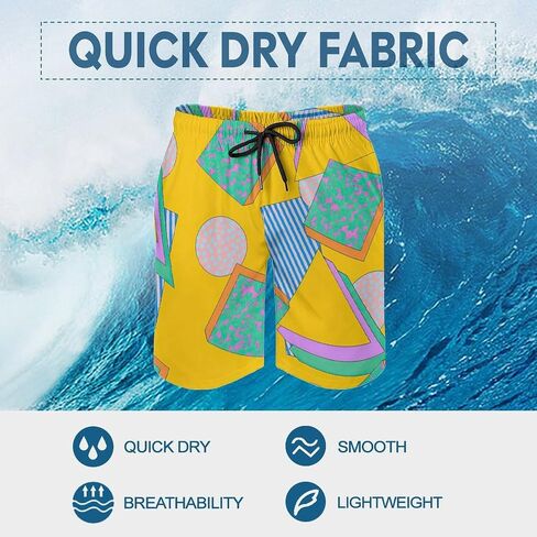 80s 90s Retro Swim Trunks for Men, Vintage Neon Style Board Shorts Beach Surfing Sports Shorts Quick Dry Swim Trunks in Saudi Arabia