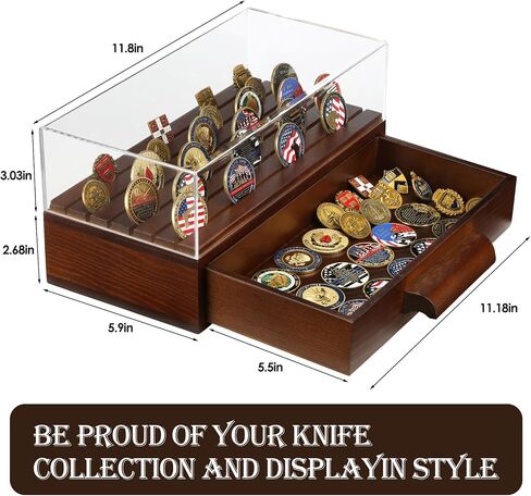 Coin Display Case – Wooden Challenge Coin Display Case - Showcase Your Military Coins with Elegance - Ideal Gift for Men, Boyfriend, Father, or Husband - Premium Walnut Finish in Saudi Arabia