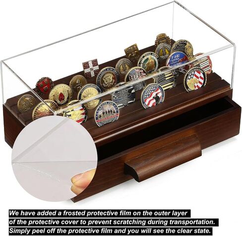Coin Display Case – Wooden Challenge Coin Display Case - Showcase Your Military Coins with Elegance - Ideal Gift for Men, Boyfriend, Father, or Husband - Premium Walnut Finish in Saudi Arabia