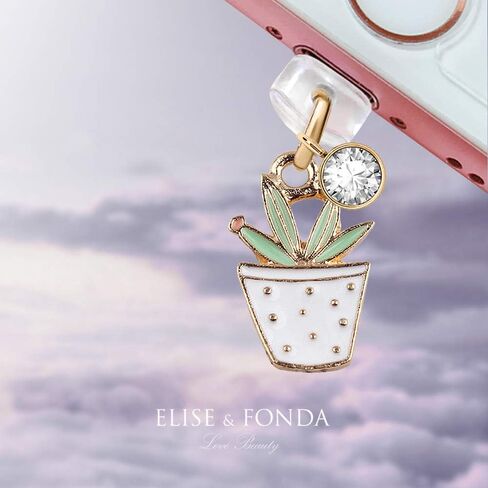 ELISE & FONDA CP207 منفذ شحن USB مضاد للغبار قابس صغير بوعاء نبات الصبار قلادة سحر الهاتف لهاتف iPhone 11/ XS MAX/XR/X/8 Plus/7/6S/7/SE iPad iPod in Saudi Arabia