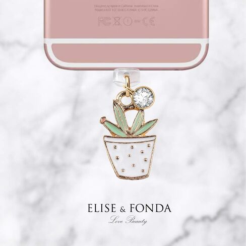 ELISE & FONDA CP207 منفذ شحن USB مضاد للغبار قابس صغير بوعاء نبات الصبار قلادة سحر الهاتف لهاتف iPhone 11/ XS MAX/XR/X/8 Plus/7/6S/7/SE iPad iPod in Saudi Arabia