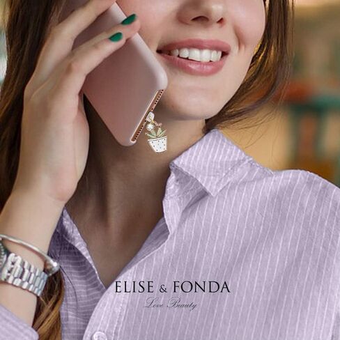 ELISE & FONDA CP207 منفذ شحن USB مضاد للغبار قابس صغير بوعاء نبات الصبار قلادة سحر الهاتف لهاتف iPhone 11/ XS MAX/XR/X/8 Plus/7/6S/7/SE iPad iPod in Saudi Arabia