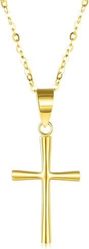 SISGEM Solid 18k Gold Cross Pendant Necklace for Women, Real 18 Carat Gold Religious Jewelry Gifts for Her, 18 inch in Saudi Arabia