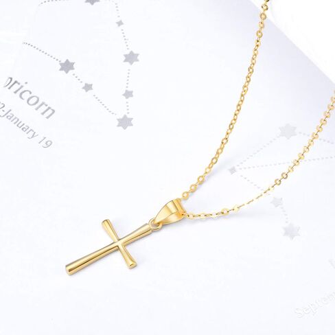 SISGEM Solid 18k Gold Cross Pendant Necklace for Women, Real 18 Carat Gold Religious Jewelry Gifts for Her, 18 inch in Saudi Arabia