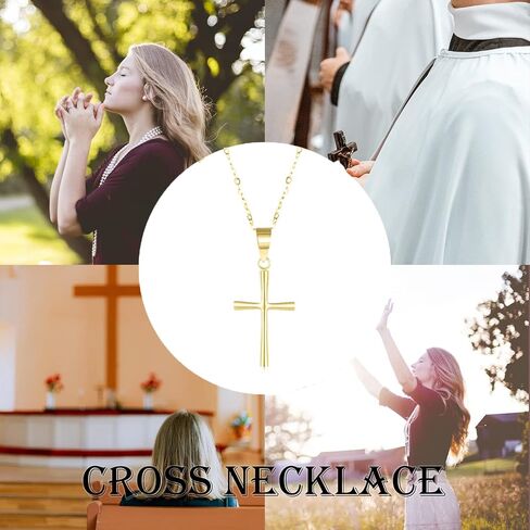 SISGEM Solid 18k Gold Cross Pendant Necklace for Women, Real 18 Carat Gold Religious Jewelry Gifts for Her, 18 inch in Saudi Arabia