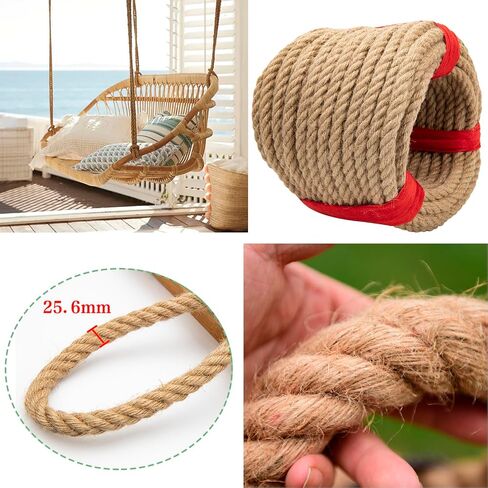 Natural Jute Rope 1/2 inch 100 feet, Twisted Manila Rope Hemp Rope Sisal Rope for Cat Scratching Post, Camping, Crafts, Tug of War, Railings Decorate, Hanging, Hammock, DIY Projects in Saudi Arabia