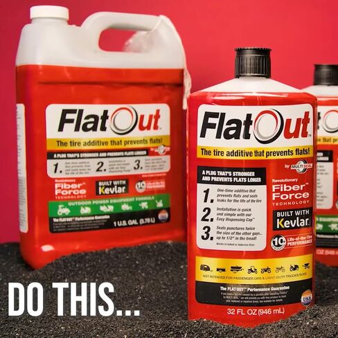 FlatOut Off Road Tire Sealant, Sportsman Formula, Prevents Flat Tires, Fix a Flat Tire, Seals Leaks, Contains Kevlar, 32 Ounce Bag, 2-Pack in Saudi Arabia
