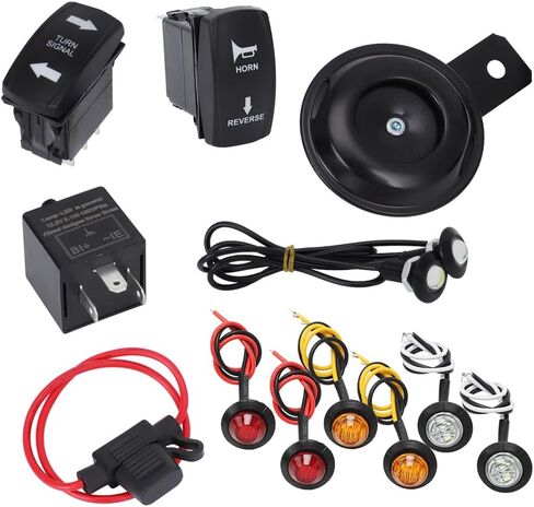 Universal ATV UTV Turn Signal Kit, with Street Turn Signal Light Kit Rocker Switch Horn USB Flasher Relay Fuse Line for SXS Dirt Bike Polaris RZR Can-Am Kawasaki Golf Cart Dune Buggy in Saudi Arabia